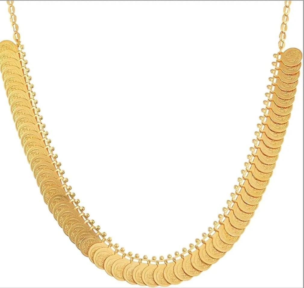 Gold Plated Traditional South Indian Temple Coin Necklace haram for Women