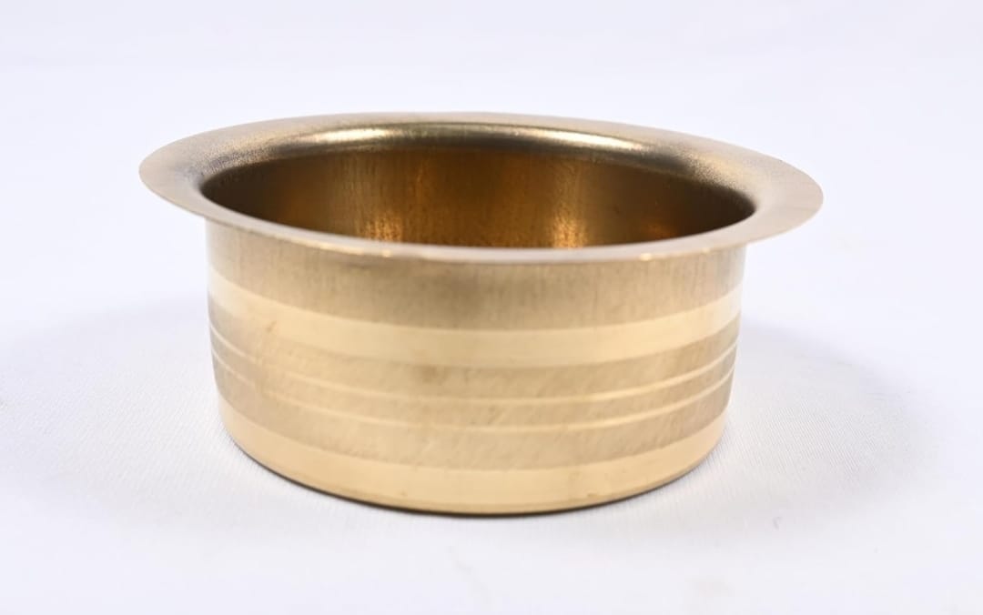 Small Brass Bowl with Engraved Rings