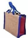 Jute Tote Bag with Blue Trim