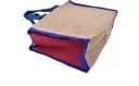Jute Tote Bag with Blue Trim