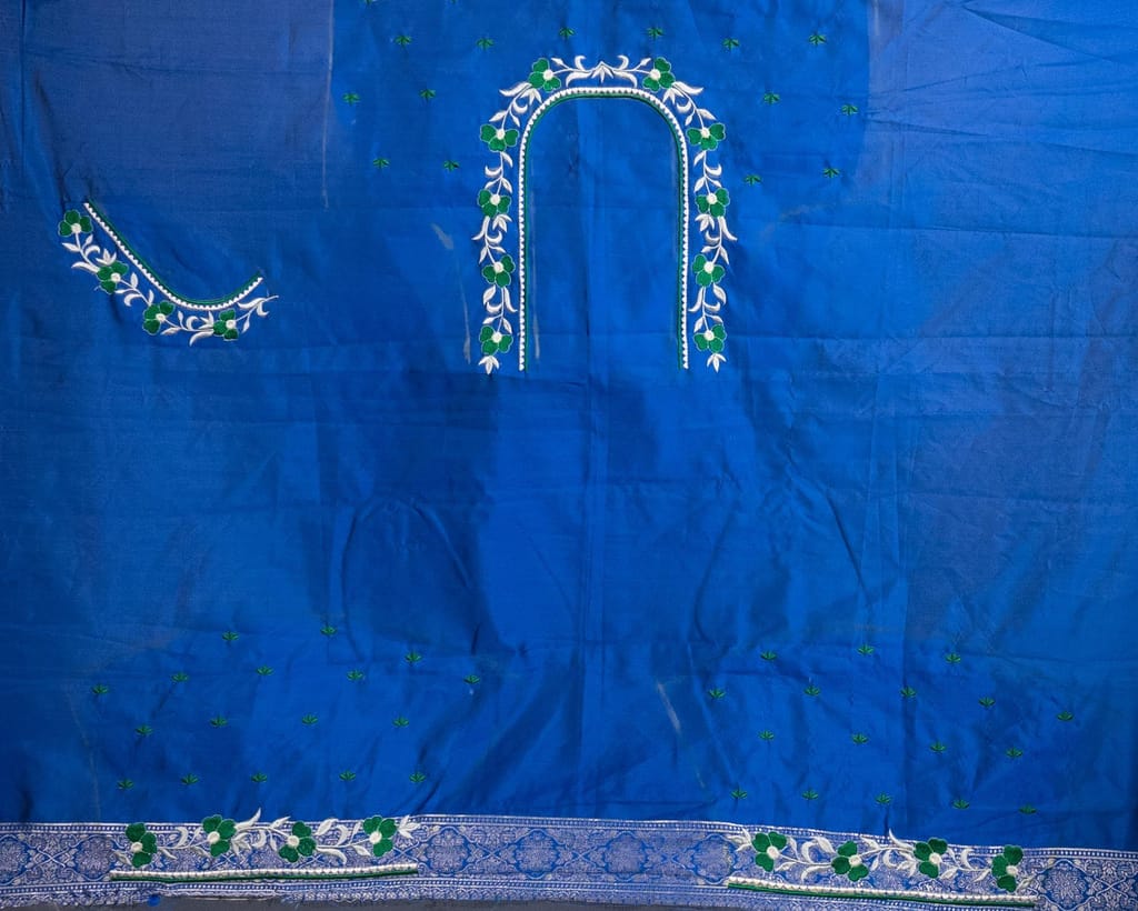 Blue Georgette Embroidery Saree With Blouse - Ethnic Wear | Buy online on ZillyBuy