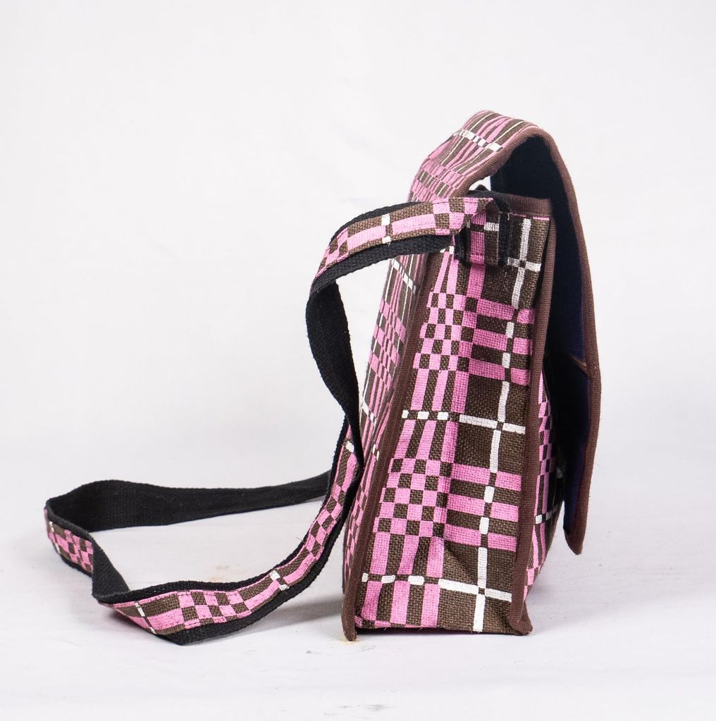 Retro Checkered Canvas Crossbody Bag with Adjustable Strap
