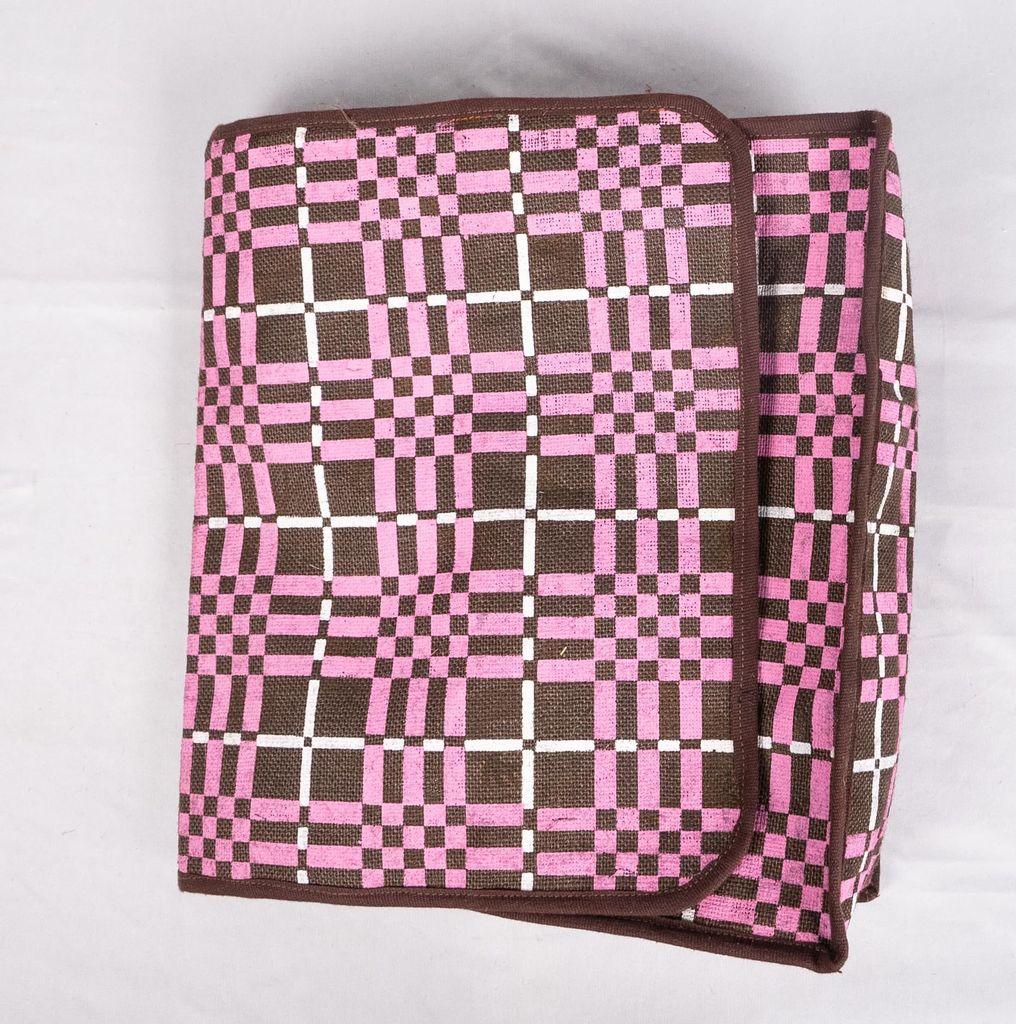 Retro Checkered Canvas Crossbody Bag with Adjustable Strap