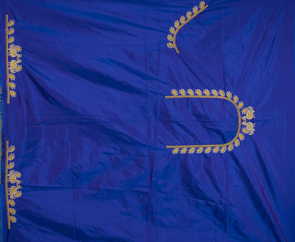 Blue Embroidered Blouse Piece With Zari Work