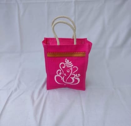 Sonchiraiya Pink Colour Mini Jute Bag pack of 6