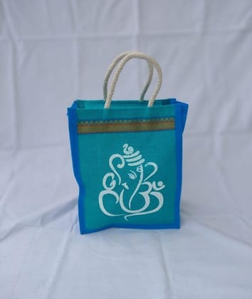 Jute Bags Baby Blue Color for Return Gifts ( pack of 12)