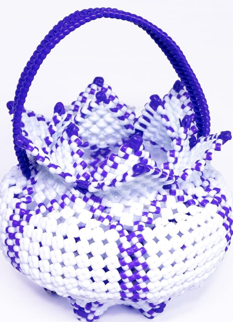 Purple and White Beaded Basket - Flowers | Buy online on ZillyBuy