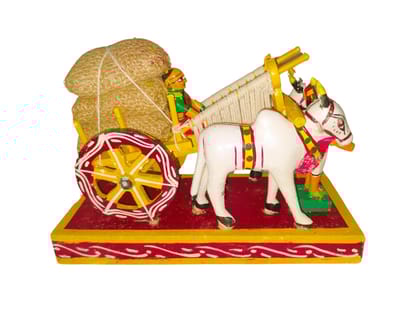 Kondapalli Wooden Handicrafts Yellow Bullock Cart