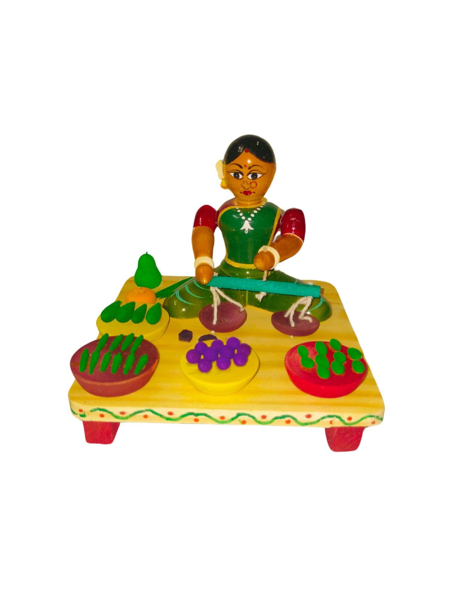 Etikoppaka Handicrafts Wooden Lady Selling Vegetables
