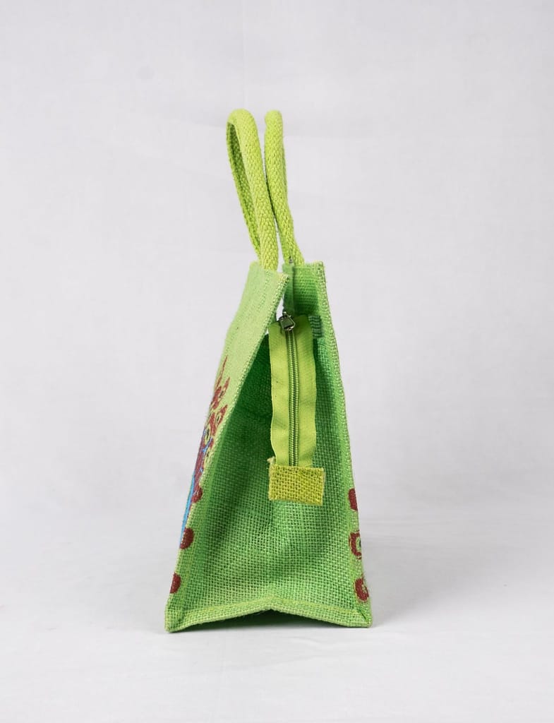 sonchiriya peacock jute hand held bag