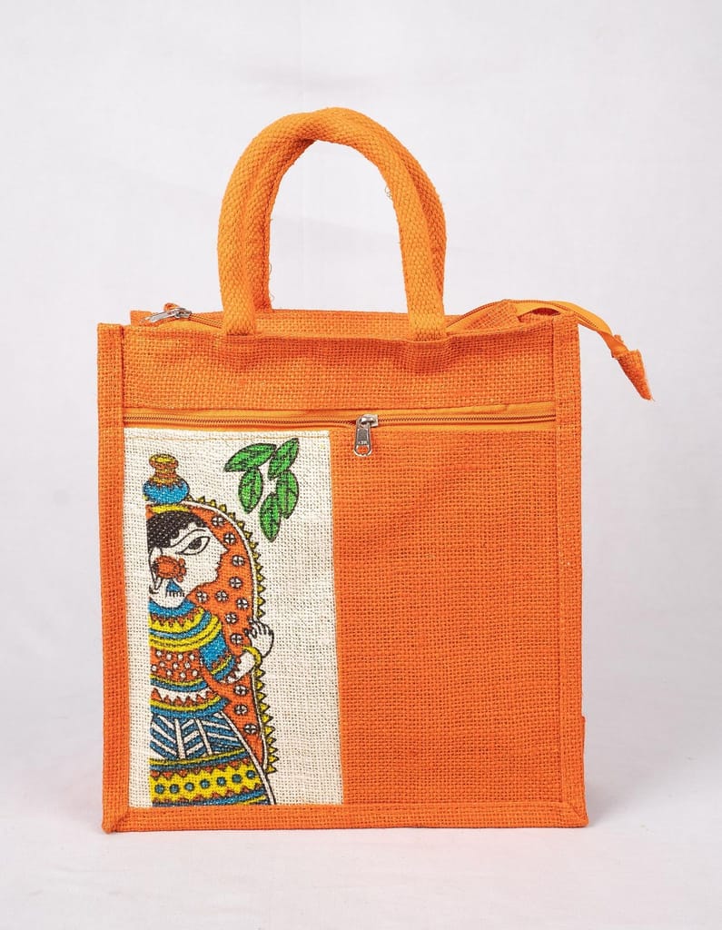 Sonchiriya orange jute hand held bag - Handbags | Buy online on ZillyBuy