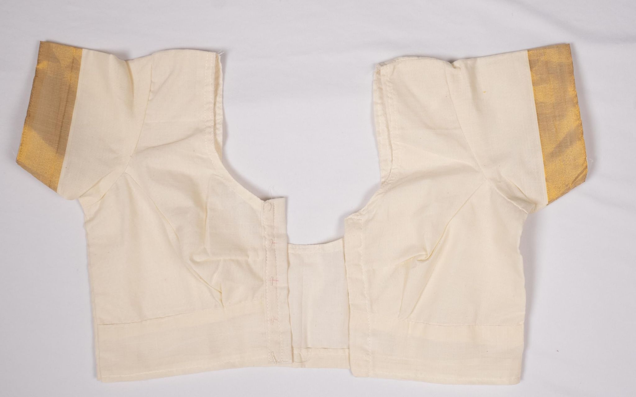 Kerala Cotton Off White Blouse With Golden Kasavu Border