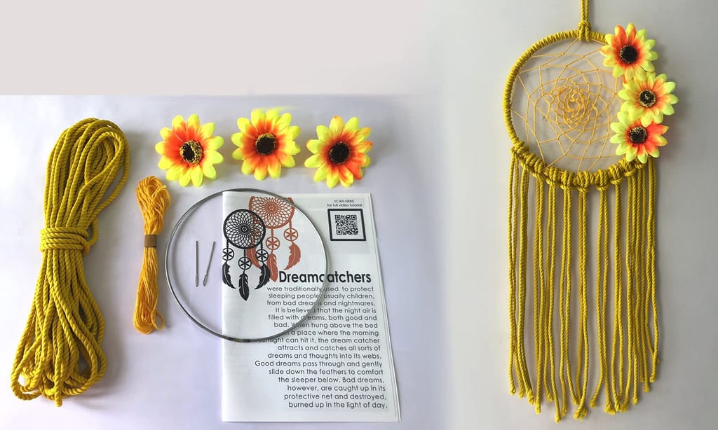 The brown box Sunflower Dream Catcher Making Kit,Craft Kit,Art and Craft Kit,Craft Kit for Girls 9-12,Art and Craft Kit for Adults,Hobby kit,Birthday Gift,Return Gift,DIY Kit. - Flowers | Buy online on ZillyBuy
