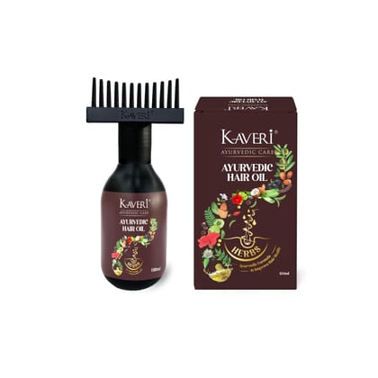 Kaveri Ayurvedic Hair Oil Comb Applicator Bottle for Men & Women Paraben and Mineral Oil Free Suitable for All Hair Types 150ml