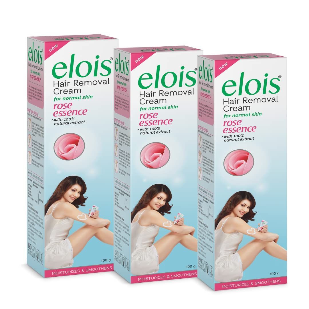 Elois Hair Removal Cream for Women With Rose Extract, Normal Skin(100g) 2x Longer Lasting Smoothness than Razors (Pack of 3)