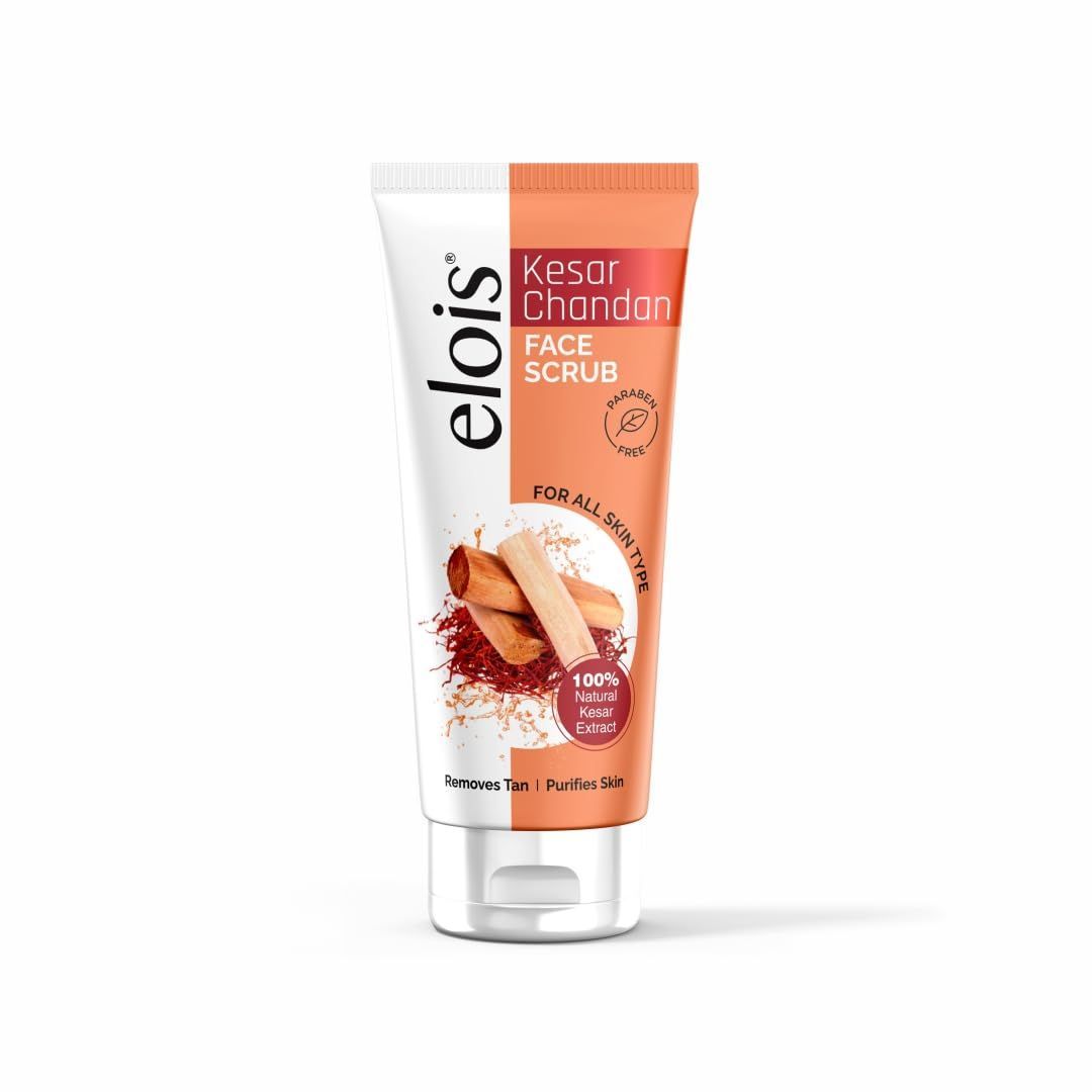 Elois Kesar Chandan Face Scrub for Exfoliation, Deep Cleansing, Blackhead Removal And Pore Minimization Glowing for men and women 100 gm