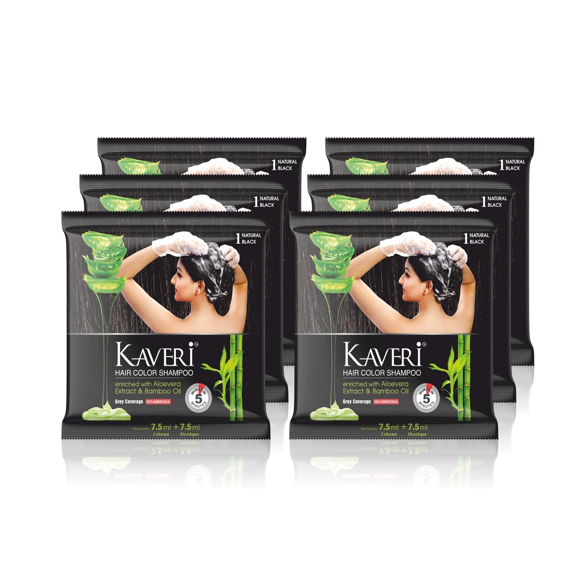 KAVERi MEHENDI CONE Hair Color Shampoo For Men & Women Pack Of 12 (Natural Black)|No Ammonia, No Parabens Enriched With Aloe Vera Extract, Bamboo Oil & Henna