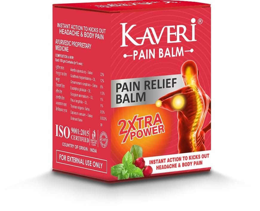 Kaveri Pain balm 2X Xtra PowerAyurvedic balm for effective Relief from Headache and Body pain,Sprain Muscle Pain, Joint Pain, Knee Pain and Cold (pack of 10, 8gm each)