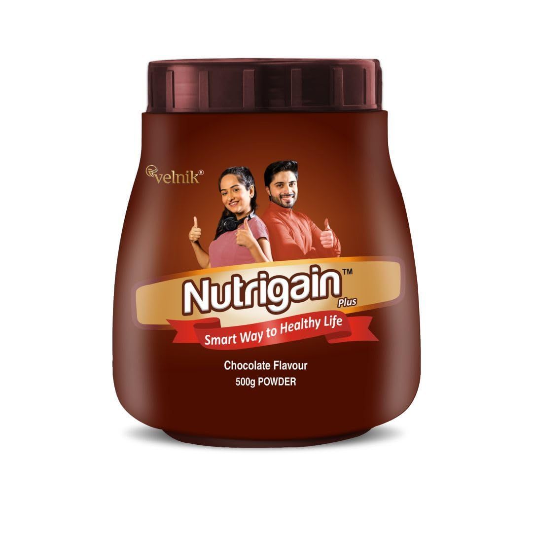 Nutrigain Plus Ayurvedic Weight Gainer Supplement Powder for Men and Women (Chocolate Flavour), 1 count, 500 grams