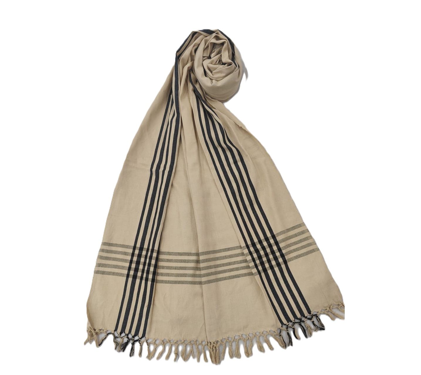 Dhaga Vishwas Ka Yellow Black Check Handloom Cotton Stole