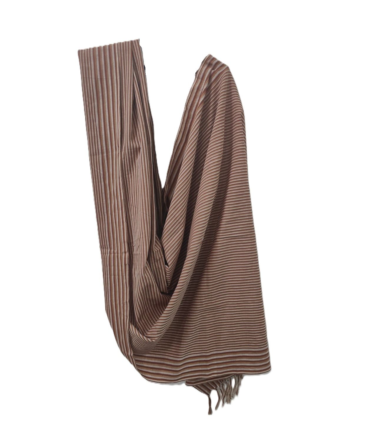 Dhaga Vishwas Ka Premium Quality Handloom Cotton Brown & White Stole