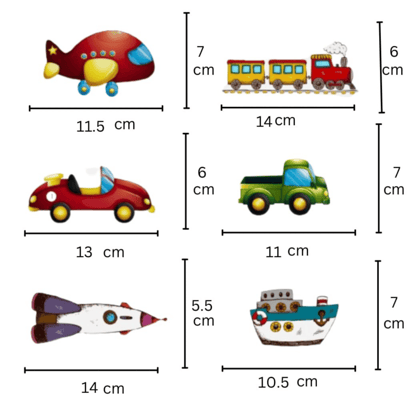 Set of 6 Colorful Magnetic Wooden Vehicles for Toddlers - Airplane, Train, Car, Truck, Rocket, and Boat"