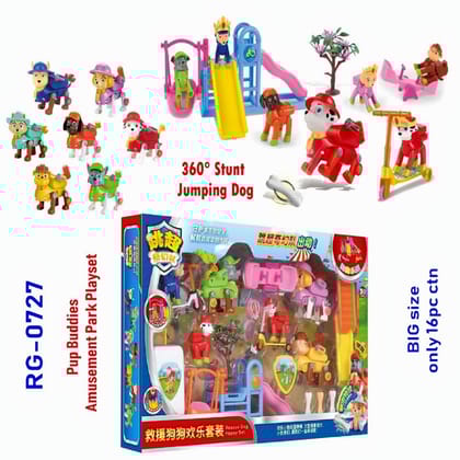 KTRS ENTERPRISE Pop Amusement Park Play Set Pup Buddies Ultimate Rescue Police Cruiser with Pretend Play Set for Kids Action Figure Pup & Badge, Ryder, Tracker, Robot Dog, Everest, Team Mission Toy