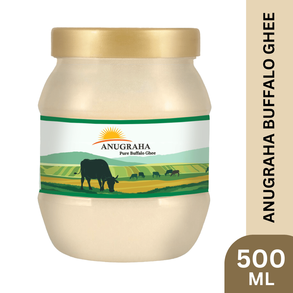 Anugraha Organic Grass-Fed Buffalo Ghee | Pure Desi Bilona Ghee | Cultured Vedic Ghee | 100% Natural & Traditional Processed  Anugraha Pure Buffalo Ghee, 500ml