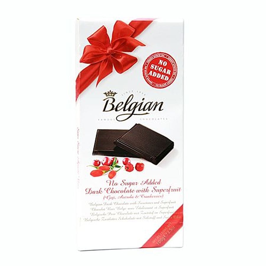 The Belgian No Sugar Added Dark Chocolate - Superfruit, 100 G Carton