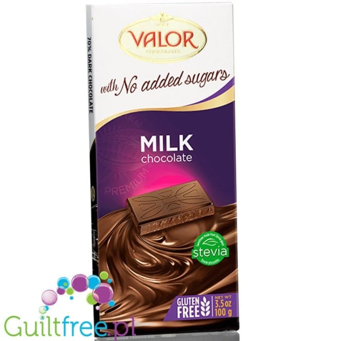 Valor No Added Sugar Milk Chocolate with Stevia, 100 gm
