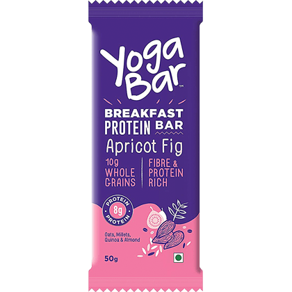 Yoga Bar Breakfast Protein Bar - Apricot Fig, Healthy Snack, Rich In Protein & Fibre, 50 g
