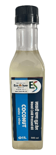 Eco Sure Coconut Oil - 500ml - 100% Pure & Natural, Cold Pressed, Unrefined, Vegan, Gluten-Free