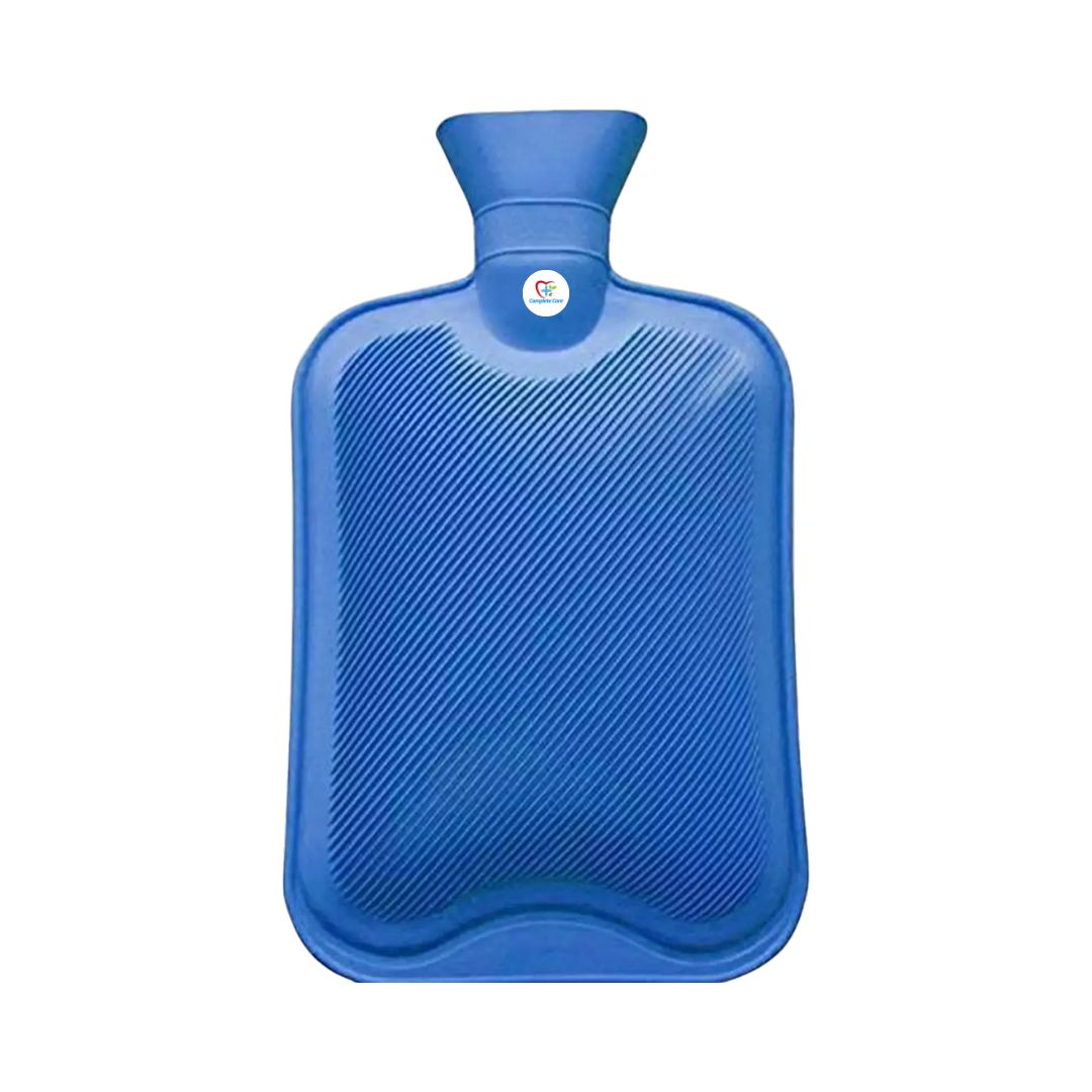 Complete Care Hot Water Bag for Full Body Pain Relief Leakproof Rubber Hot Water Bag for Sports Injury Pain Relief Massage Therapy for Men & Women Non Electric Hot Water Pouch for Cramps Relief - Blue