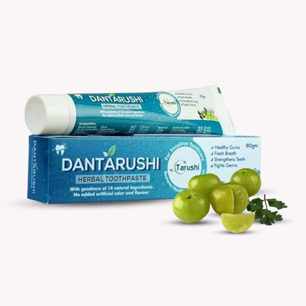 Tarushi Formulations Dantarshi Herbal Toothpaste - 14 Natural Ingredients, No Artificial Colors or Flavors, For Sensitive Teeth, Fresh Breath, Healthy Gums, Strengthens Teeth, Fights Germs, 80gm