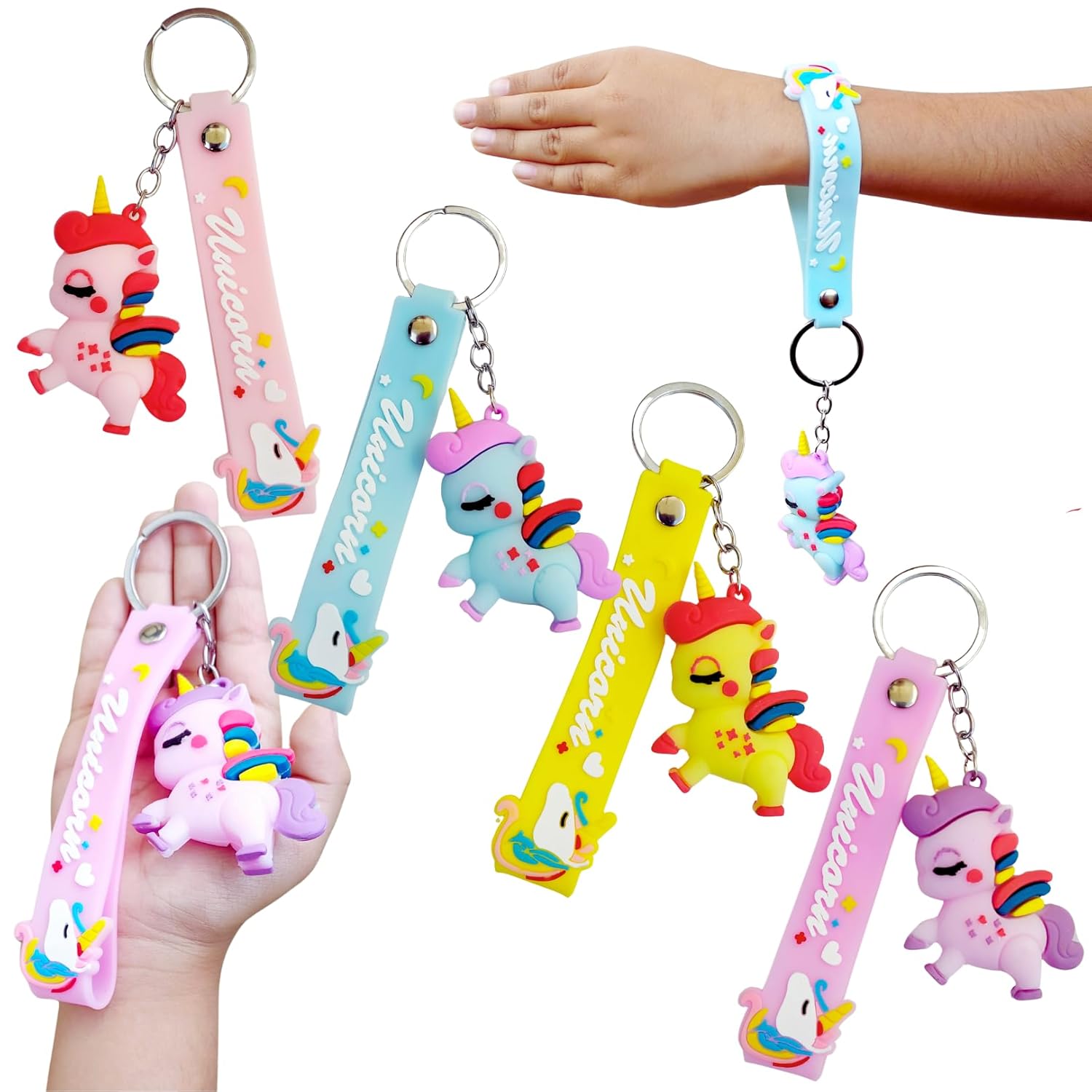 SVAPI Cute Unicorn Keychain for Girls, Kawaii Rubber Keyring for Kids, Party Favors, Pack Of 2
