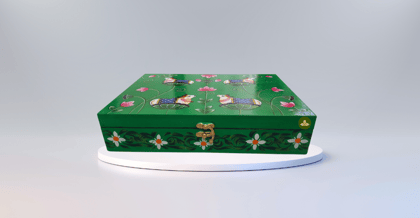 Hand Painted Pichwai Art Wooden Green Color Storage Box