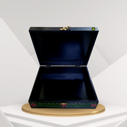 Hand Painted Pichwai Art Wooden Orange Black Color Storage Box