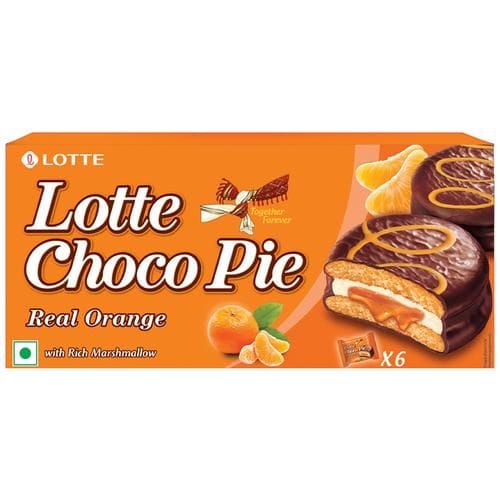 Lotte Choco Pie Real Orange, 168 gm