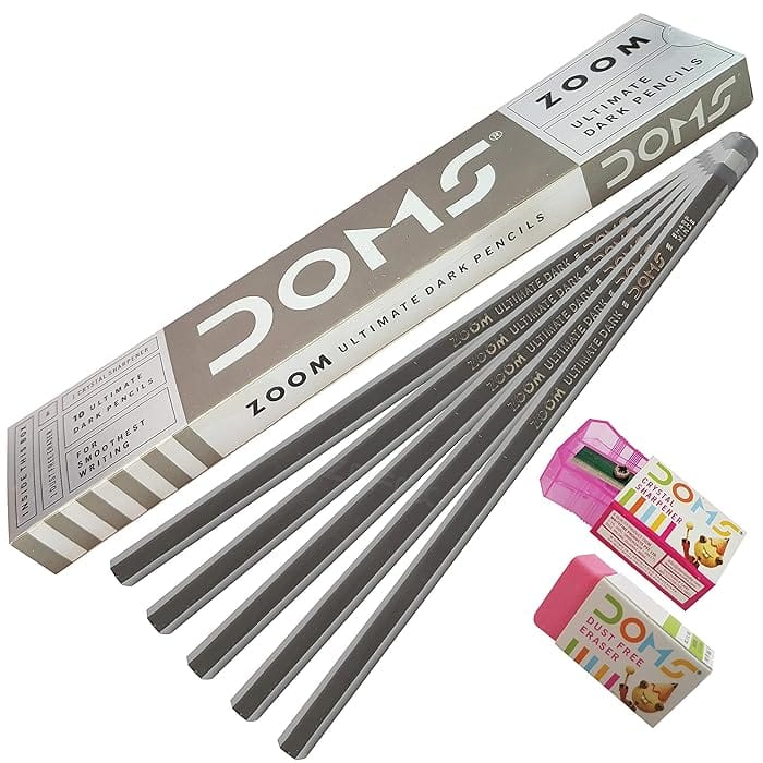 Doms Zoom Ultimate Pencils + 10 Pencils With Free Eraser And Sharpener