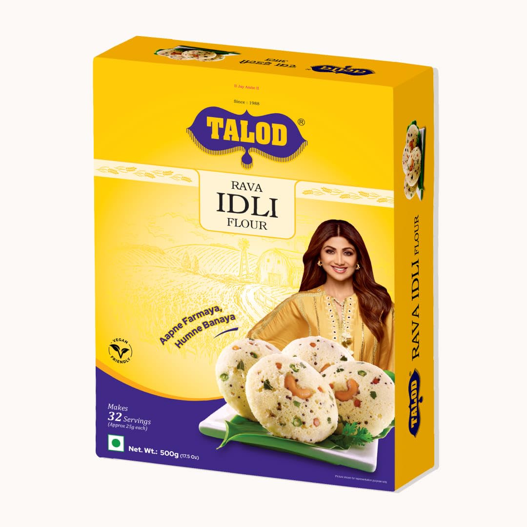 Talod Instant Rava Idli Mix Flour - Ready to Cook Rava Idli - Gujarati Snack Food (500gm) Pack of 2
