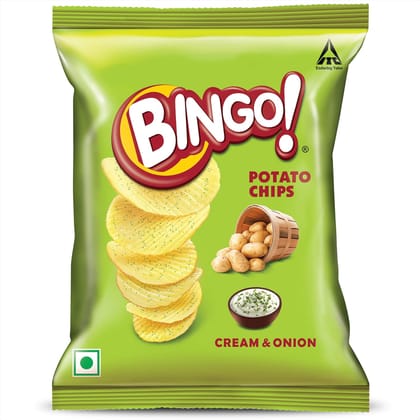 Bingo Potato Chips - Cream & Onion Chips - Crispy & Crunchy Chips Pack For Snacks 100G