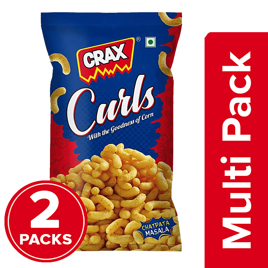 Crax Curls - Chatpata Masala, With The Goodness Of Corn, Yummy Snack, 2 X 57 G Multipack