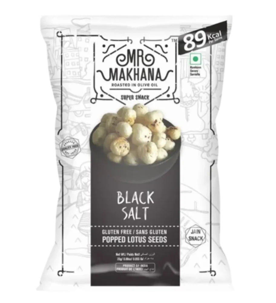 Mr. Makhana Gluten Free Black Salt Popped Lotus Seeds 75G