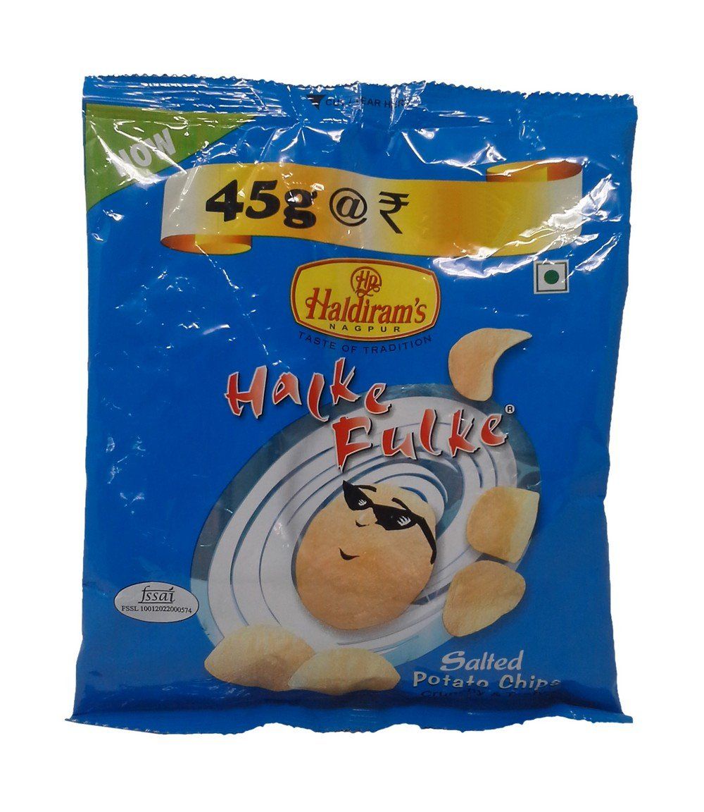 Haldiram'S Delhi Salted Potato Chips - Halke Fulke, 45G Pouch