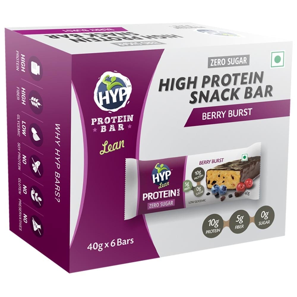 Hyp Lean Sugar Free Protein Bar (10G Protein), 6 Bars, Berry Burst, 40 gm