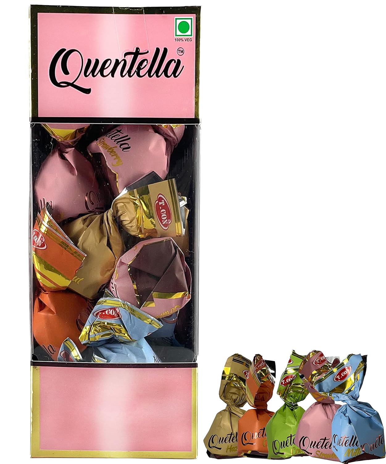 Godka Quentella Mix Flavour Chocolate Box (Oreange, Hazelnut, Coconut, Caremal,Strawberry,Milk Flavour) / 20 Pcs In Box,270 Gram