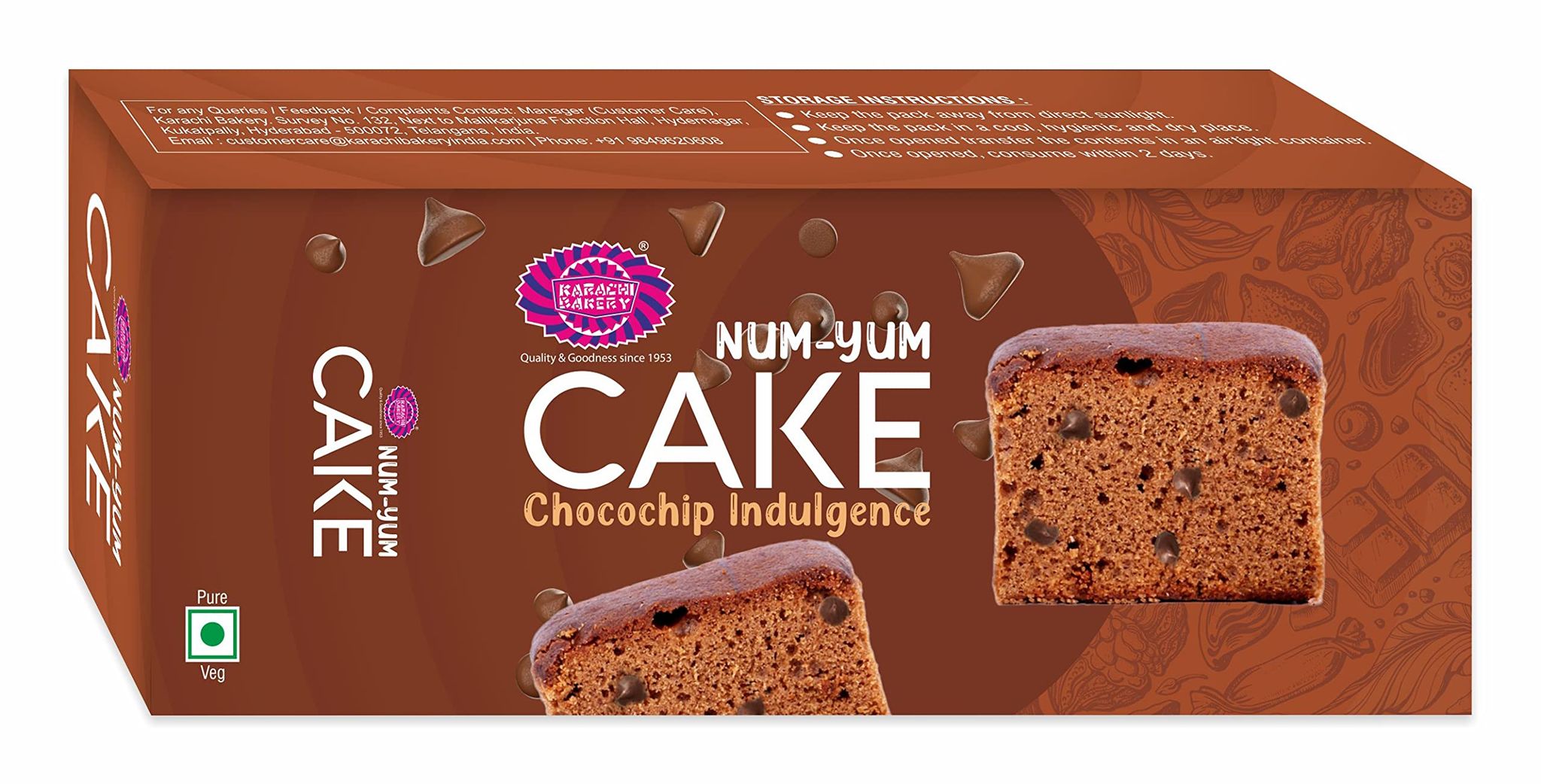 Karachi Bakery Num, Yum Cake, Choco Chip Indulgence, 80G