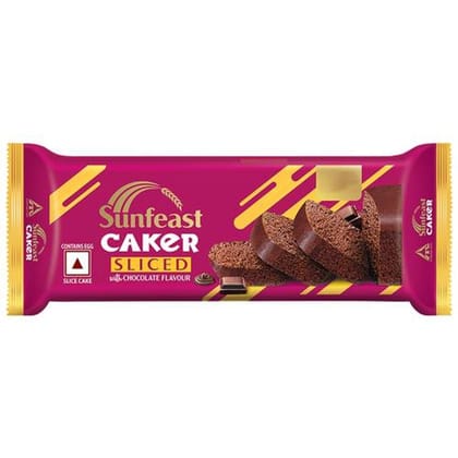 Sunfeast Caker Sliced Cake - With Chocolate Flavour, Luscious, 120 g