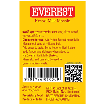 Everest Kesari Milk Masala, 50 g Bottle