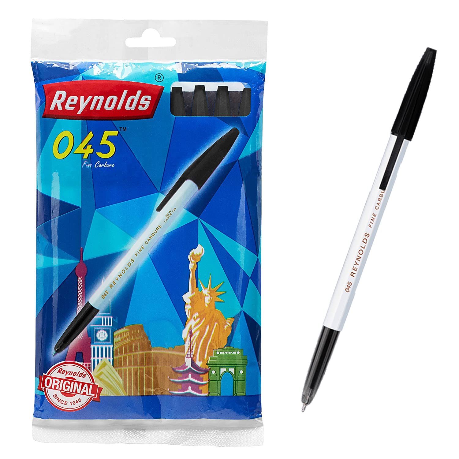 Reynolds 045 Fine Set Of 10 Carbure Ball Pen 0.7Mm- Black (Pack Of 10)